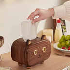 Charming Black Walnut Cat Facial Tissue Box Holder -  for Home,Office Organizer