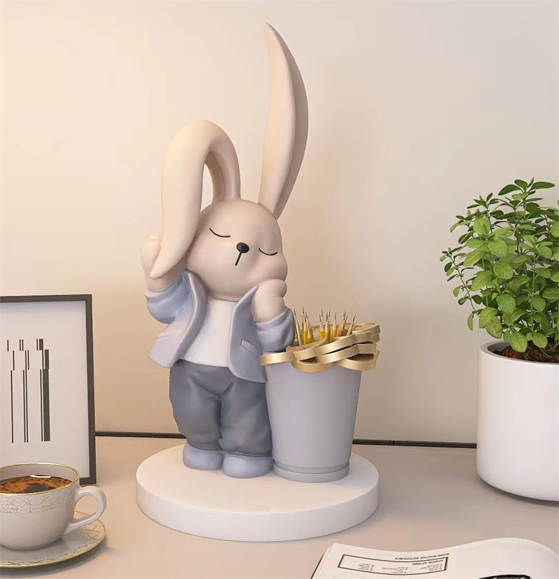 Adorable Bunny-Shaped Resin Pen Holder – Cute Desk Organizer for Pens, Pencils & Stationery