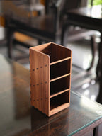 Premium Walnut Wood Desk Organizer & Pen Holder - Stylish Office & Home Storage Solution