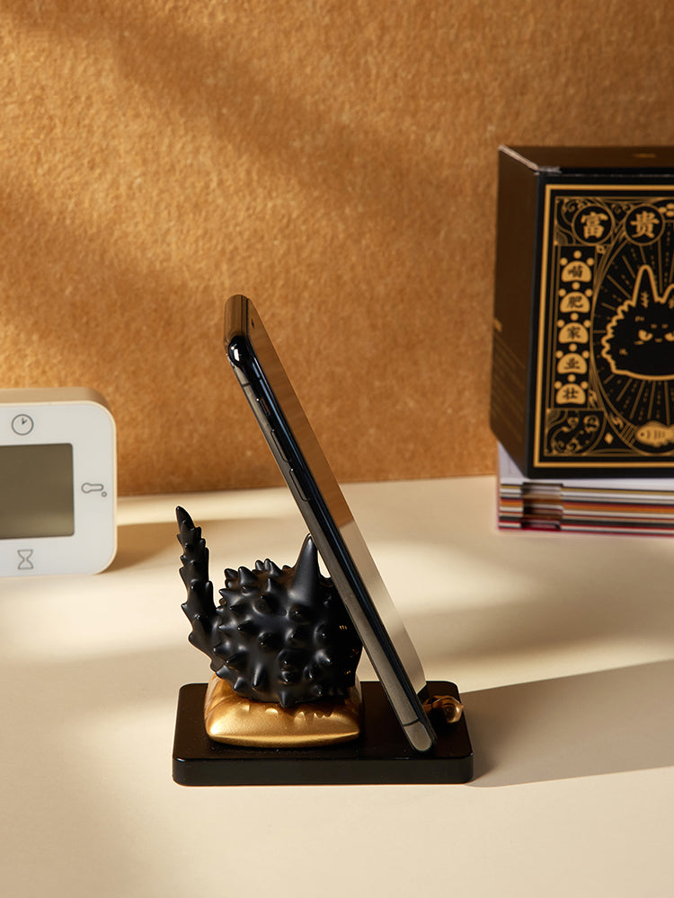 Cute Black Spiky Cat Phone Stand, Decorative Cell Phone Holder for Desk