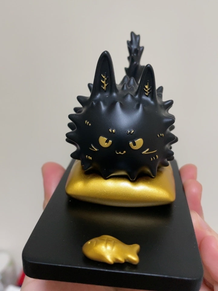 Cute Black Spiky Cat Phone Stand, Decorative Cell Phone Holder for Desk