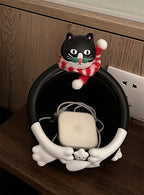Cute Cat-Shaped Storage Holder – Adorable Black & White Cat Organizer for Remote Controls & Small Items
