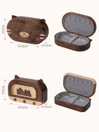 Cute Cat - Shaped Wooden Jewelry Box, Travel - Friendly Organizer for Rings, Earrings & Necklaces