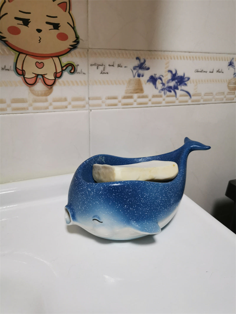 Cute Dolphin - Shaped Ceramic Soap Dish, Ocean - Themed Bathroom Soap Holder