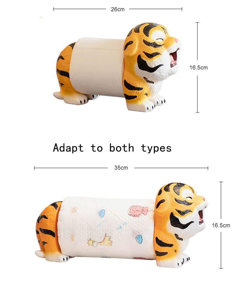 Cute Tiger Toilet Paper Holder – Desktop & Bathroom Tissue Dispenser for Kitchen, Vanity & Home Décor