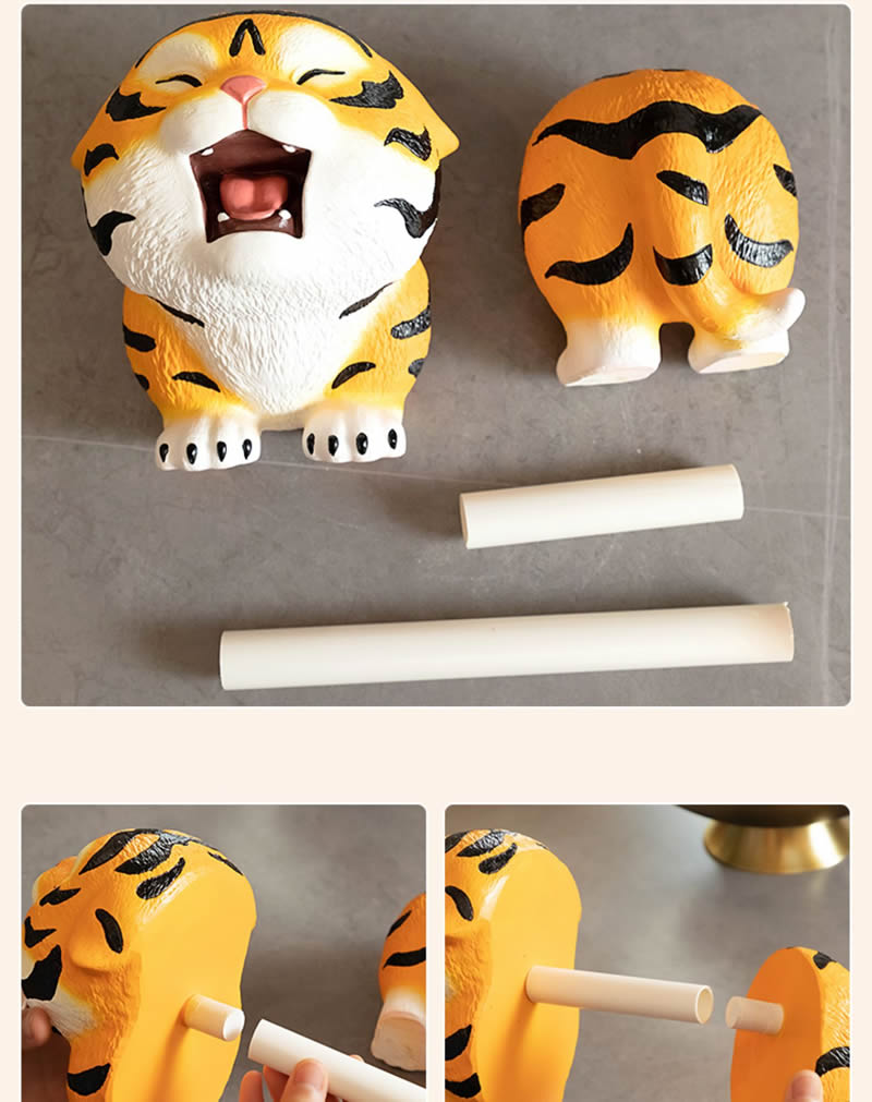 Cute Tiger Toilet Paper Holder – Desktop & Bathroom Tissue Dispenser for Kitchen, Vanity & Home Décor