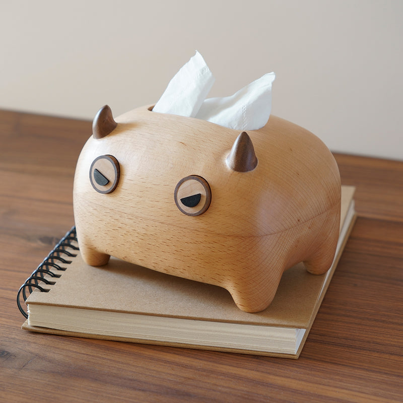 Funny Wooden Monster Tissue Box - Quirky Home & Office Decor