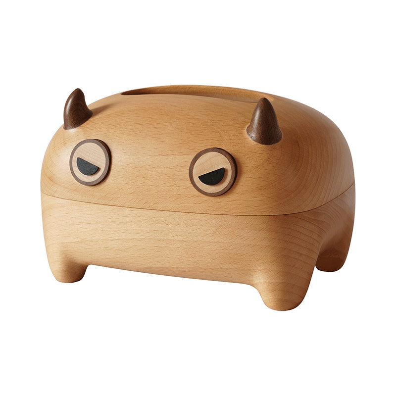 Funny Wooden Monster Tissue Box - Quirky Home & Office Decor
