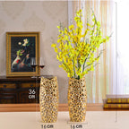 Gold Textured Ceramic Vase - Modern Decorative Home Accent