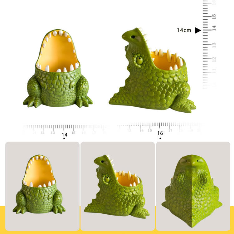 Cute Dinosaur Desk Organizer - Pen Holder, Storage & Succulent Planter