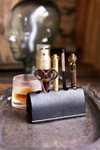 Handmade Leather Makeup Brush Holder, Vintage - Style Organizer for Cosmetic Brushes & Tools
