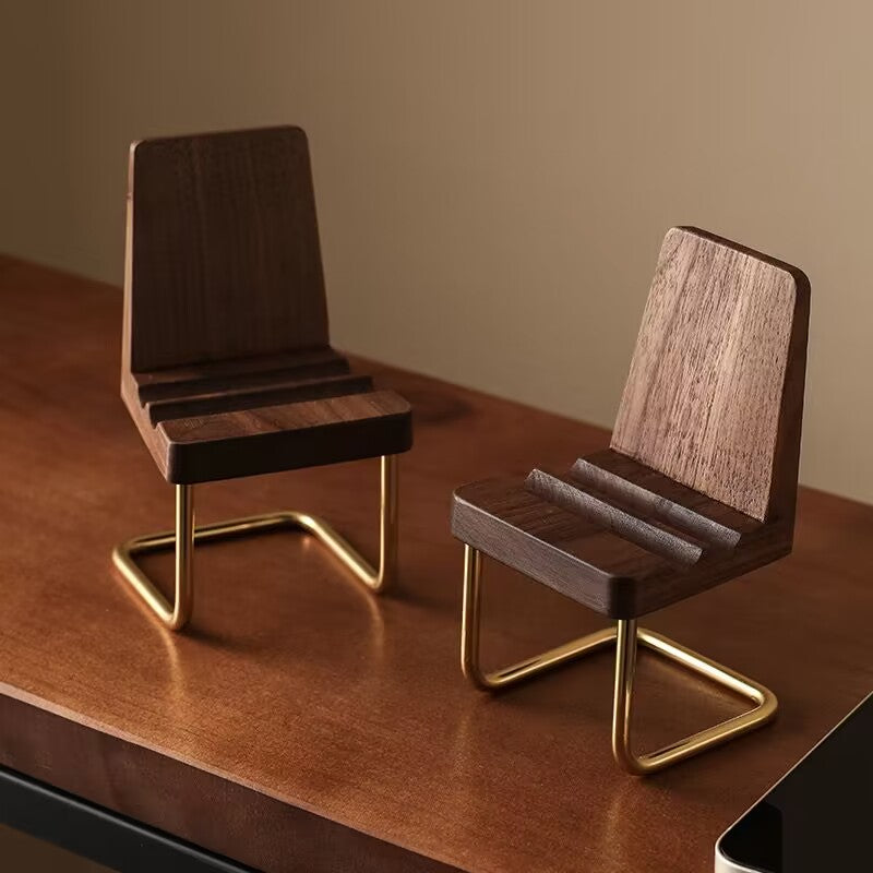 Mini Chair - Shaped Wooden Phone Stand, Decorative Cell Phone Holder for Desk
