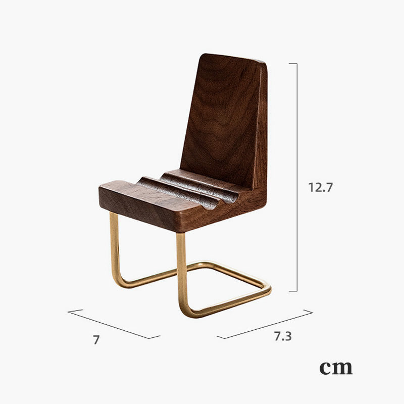 Mini Chair - Shaped Wooden Phone Stand, Decorative Cell Phone Holder for Desk