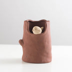 Tree Stump - Shaped Ceramic Pen Holder with Bird Accent, Cute Desk Organizer