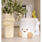 Ceramic Smiley Face Roll - Shaped Tissue Box, Cute Decorative Tissue Holder