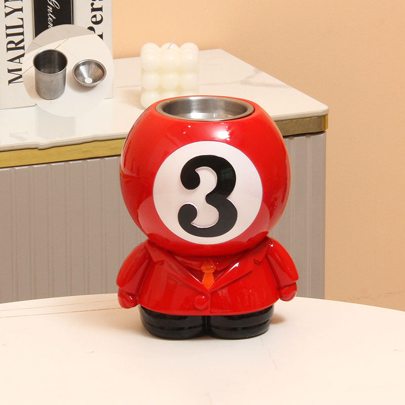 Billiard Ball - Shaped Pen Holder & Ashtray, 2 - in - 1 Desk Organizer Decor