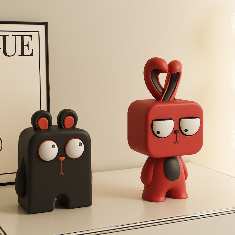 Whimsical Resin Animal Figurine Set - Modern Art Bear & Rabbit Desktop Decor
