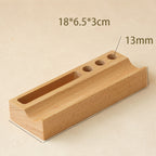 Wooden Desk Organizer with Pen Holders and Card Slot, Multi - Compartment Desktop Storage