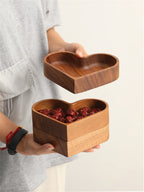 Heart - Shaped Wooden Divided Serving Tray, 4 - Compartment Snack & Appetizer Platter