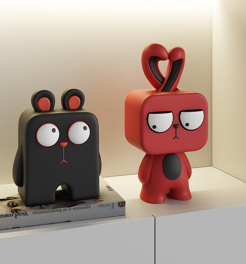 Whimsical Resin Animal Figurine Set - Modern Art Bear & Rabbit Desktop Decor