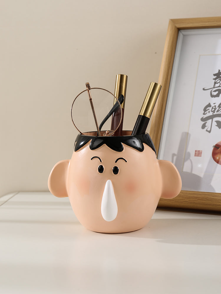Cute Cartoon Character Pen Holder, Whimsical Desk Organizer for Pens & Small Items