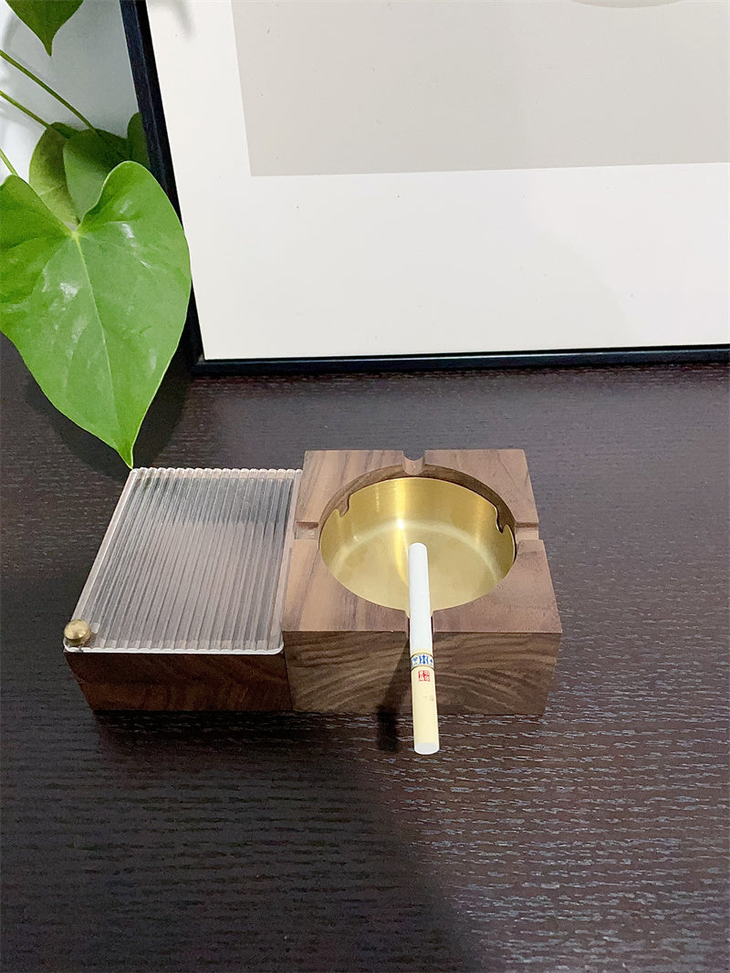 Wooden Cigarette Case with Ashtray, 2 - in - 1 Smoking Accessory Organizer