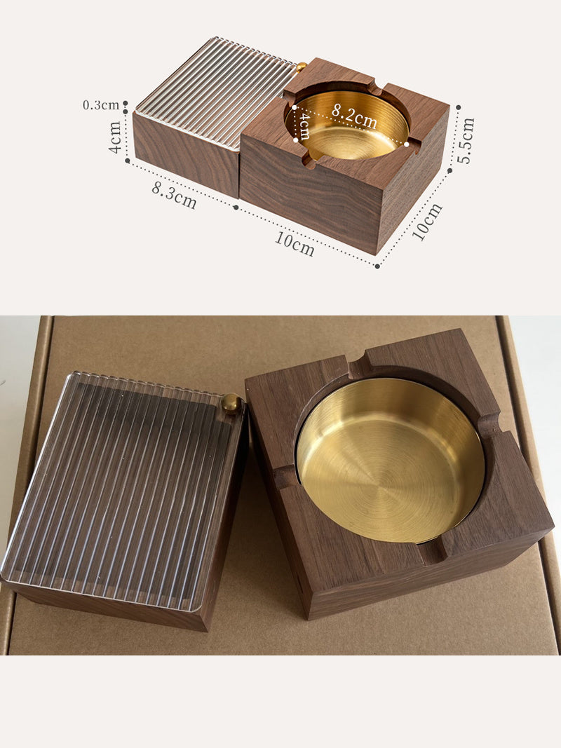 Wooden Cigarette Case with Ashtray, 2 - in - 1 Smoking Accessory Organizer