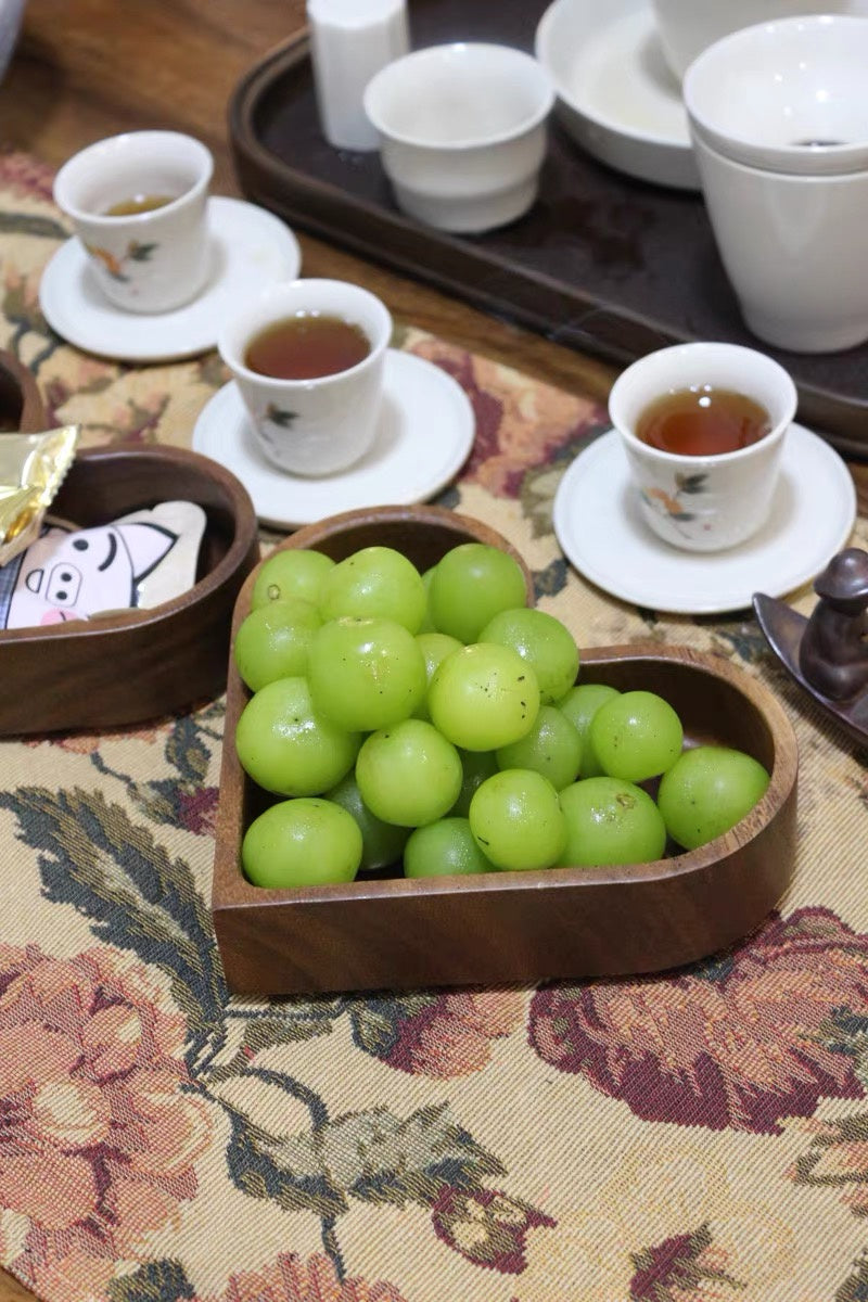 Heart - Shaped Wooden Divided Serving Tray, 4 - Compartment Snack & Appetizer Platter
