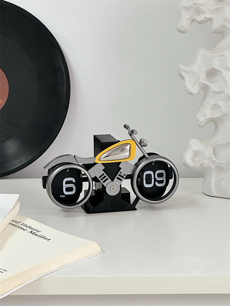 Motorcycle - Shaped Flip - Clock, Unique Decorative Timepiece