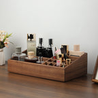 Wooden Makeup and Skincare Organizer, Multi - Compartment Desk Tidy for Beauty Products