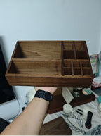 Wooden Makeup and Skincare Organizer, Multi - Compartment Desk Tidy for Beauty Products