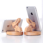 Wooden Bunny Phone Stand, Cute Rabbit - Shaped Cell Phone Holder for Desk