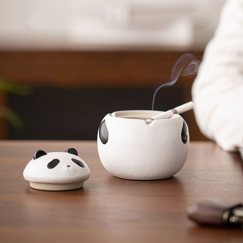 Panda - Shaped Ceramic Ashtray, Cute Animal - Themed Cigarette Ashtray