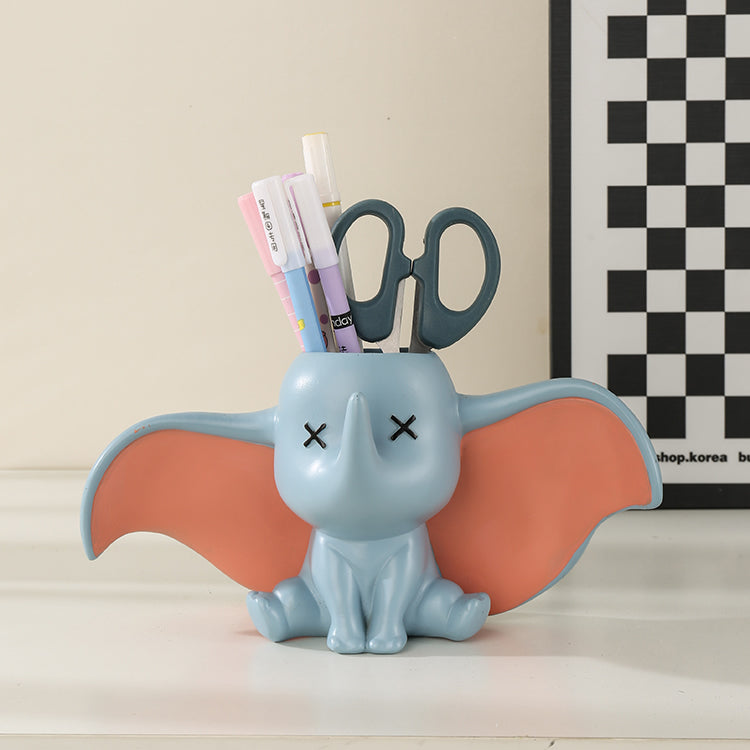 Elephant - Resin Pen Holder, Cute Animal Office Desk Organizer