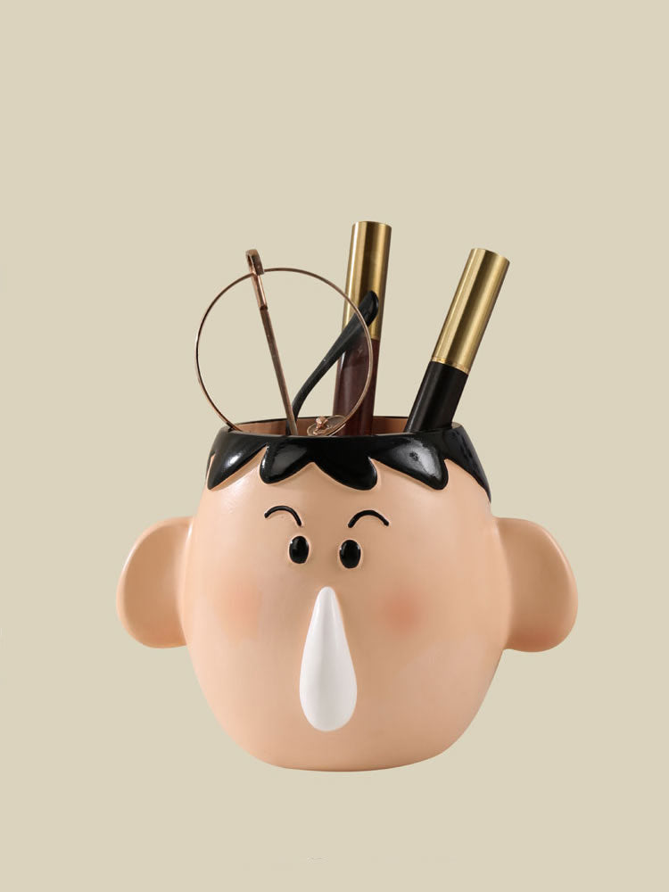 Cute Cartoon Character Pen Holder, Whimsical Desk Organizer for Pens & Small Items