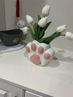 Cute Cat Paw - Shaped Ceramic Vase, Decorative Flower Holder for Home