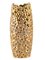 Gold Textured Ceramic Vase - Modern Decorative Home Accent