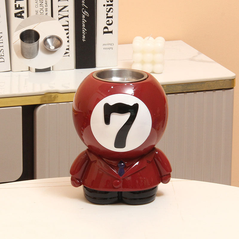 Billiard Ball - Shaped Pen Holder & Ashtray, 2 - in - 1 Desk Organizer Decor