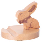 Wooden Bunny Phone Stand, Cute Rabbit - Shaped Cell Phone Holder for Desk