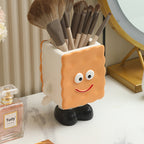 Cute Cartoon Biscuit Resin Pen Holder & Desk Organizer - Whimsical Desktop Decoration for Office, School & Home