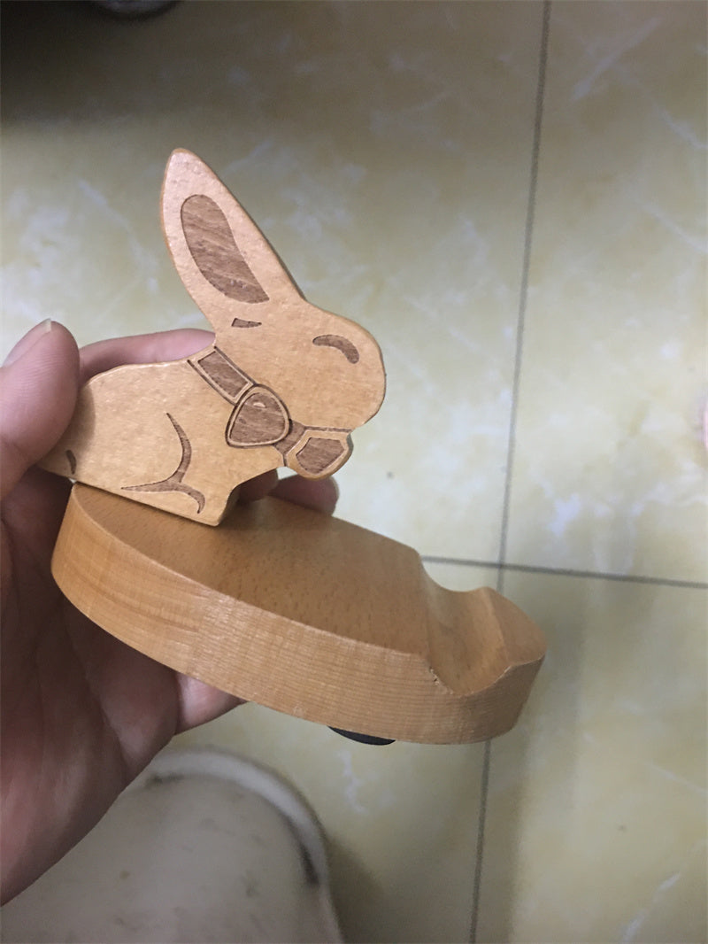 Wooden Bunny Phone Stand, Cute Rabbit - Shaped Cell Phone Holder for Desk