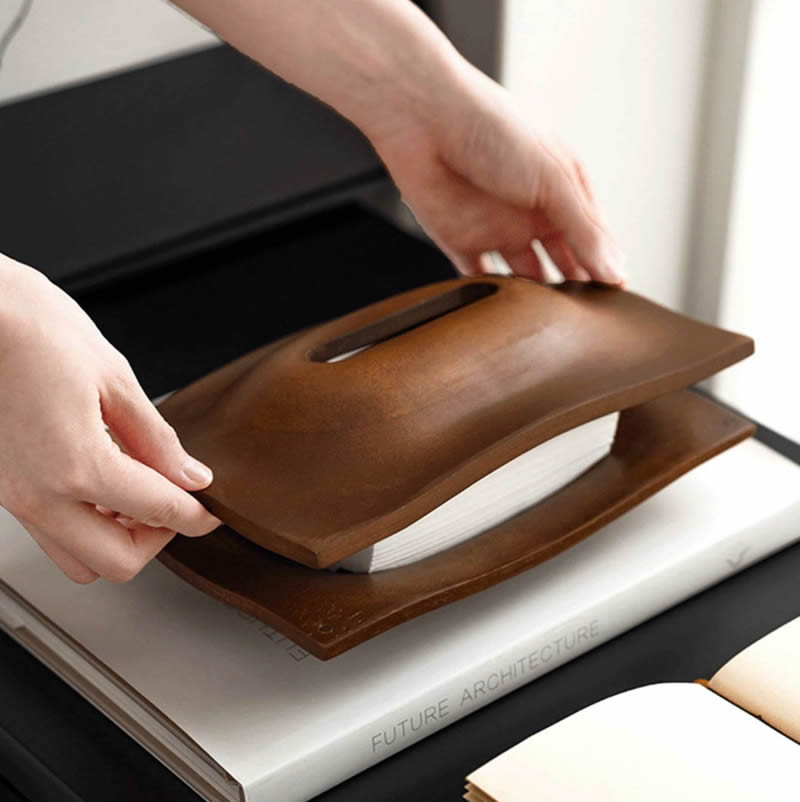 Modern Wooden Tissue Box – Minimalist Magnetic Lid Tissue Holder for Home, Office & Living Room Décor