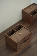Wooden Tissue Box and Storage Compartments, Multifunctional Desk Organizer