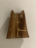 Wooden Cat - Shaped Table Clock, Minimalist Desk Clock with Brass Accents