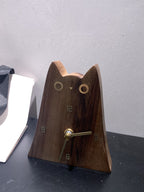 Wooden Cat - Shaped Table Clock, Minimalist Desk Clock with Brass Accents