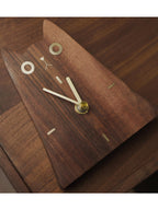 Wooden Cat - Shaped Table Clock, Minimalist Desk Clock with Brass Accents