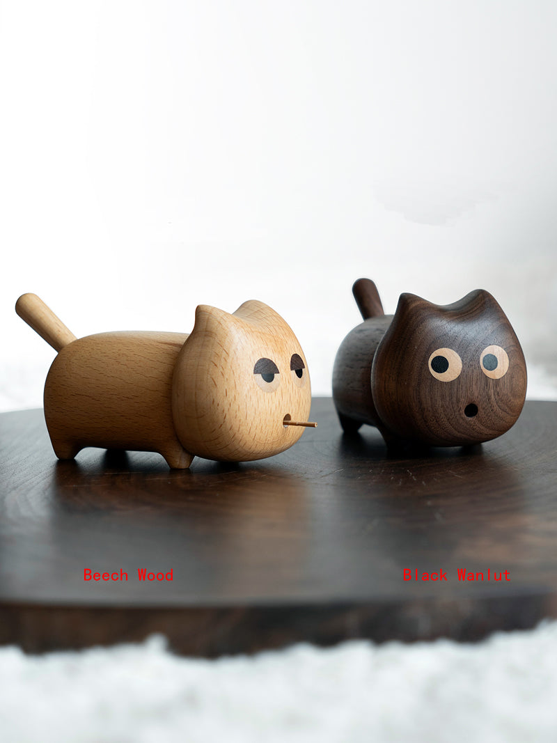 Cute Wooden Cat Toothpick Holder, Novelty Animal - Shaped Toothpick Dispenser