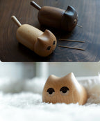 Cute Wooden Cat Toothpick Holder, Novelty Animal - Shaped Toothpick Dispenser