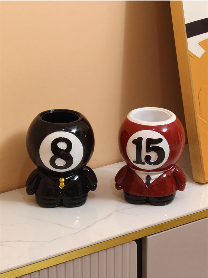 Billiard Ball - Shaped Pen Holder & Ashtray, 2 - in - 1 Desk Organizer Decor