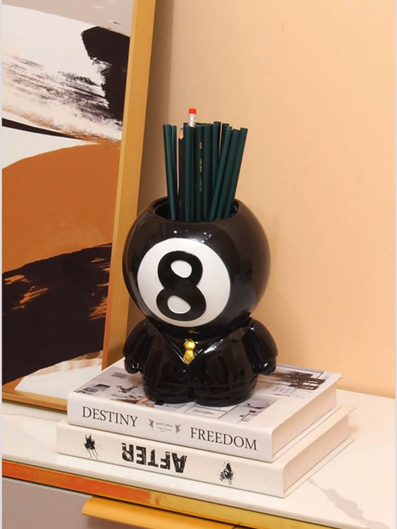 Billiard Ball - Shaped Pen Holder & Ashtray, 2 - in - 1 Desk Organizer Decor